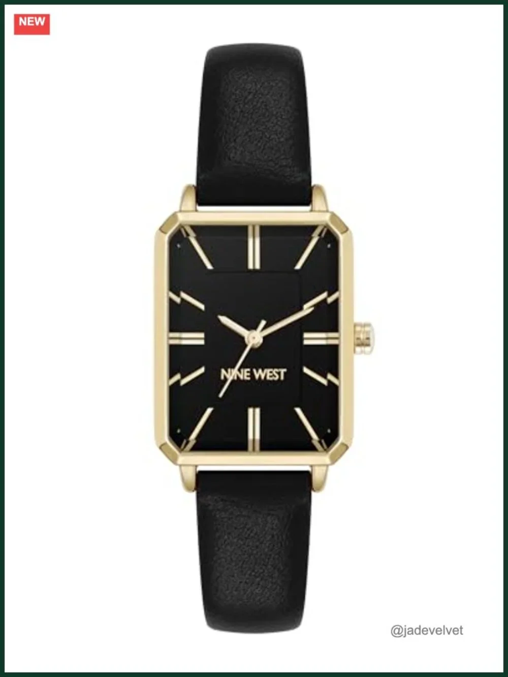 Women's Rectangular Dress Watch Faux Leather Strap Buckle Closure